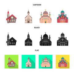 Vector illustration of cult and temple sign. Set of cult and parish stock symbol for web.