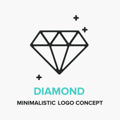 Minimalistic flat diamond logo, vector design element, logo, business sign, brand.