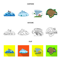 Isolated object of natural and disaster icon. Collection of natural and risk stock symbol for web.