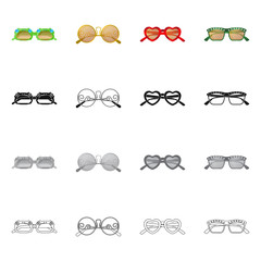 Vector design of glasses and sunglasses icon. Collection of glasses and accessory stock vector illustration.