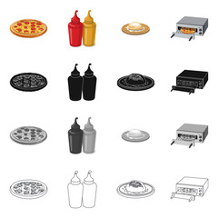 Vector design of pizza and food logo. Set of pizza and italy stock vector illustration.
