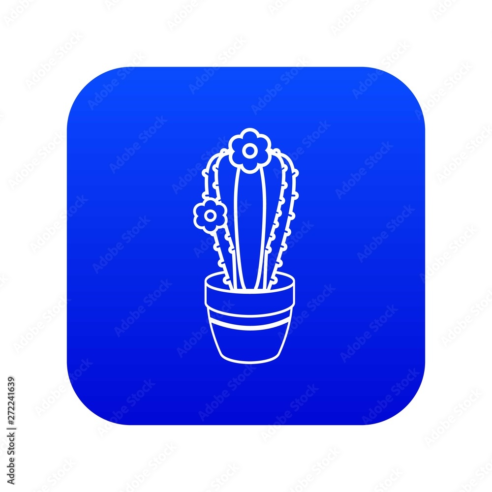 Wall mural cactus icon blue vector isolated on white background