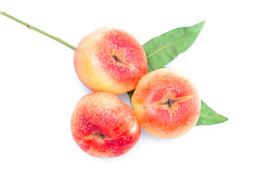 Peaches on a white background..