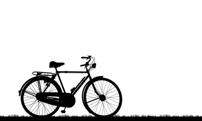 silhouette vintage bike on white background.