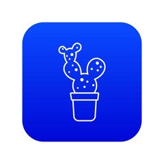 Big cactus icon blue vector isolated on white background