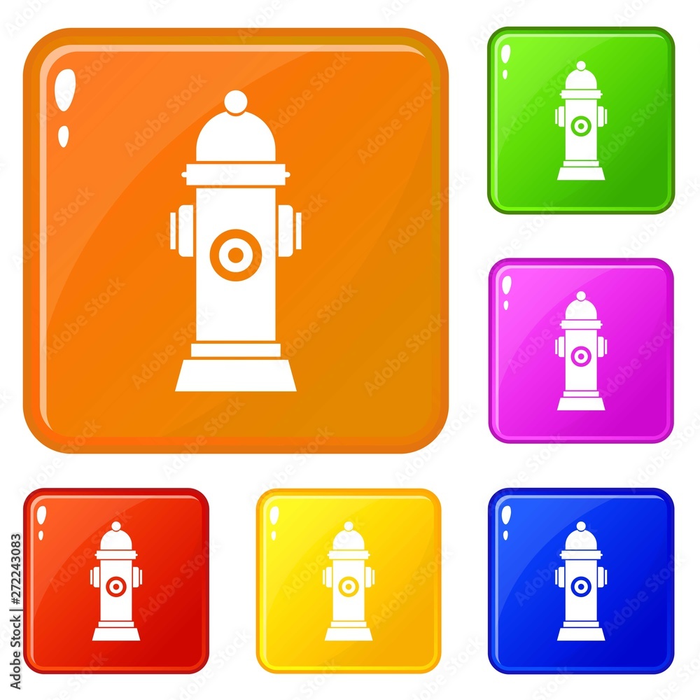 Poster hydrant icons set collection vector 6 color isolated on white background