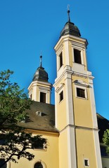 Naklejka premium Würzburg, Kirche St. Stephan, Turmpaar