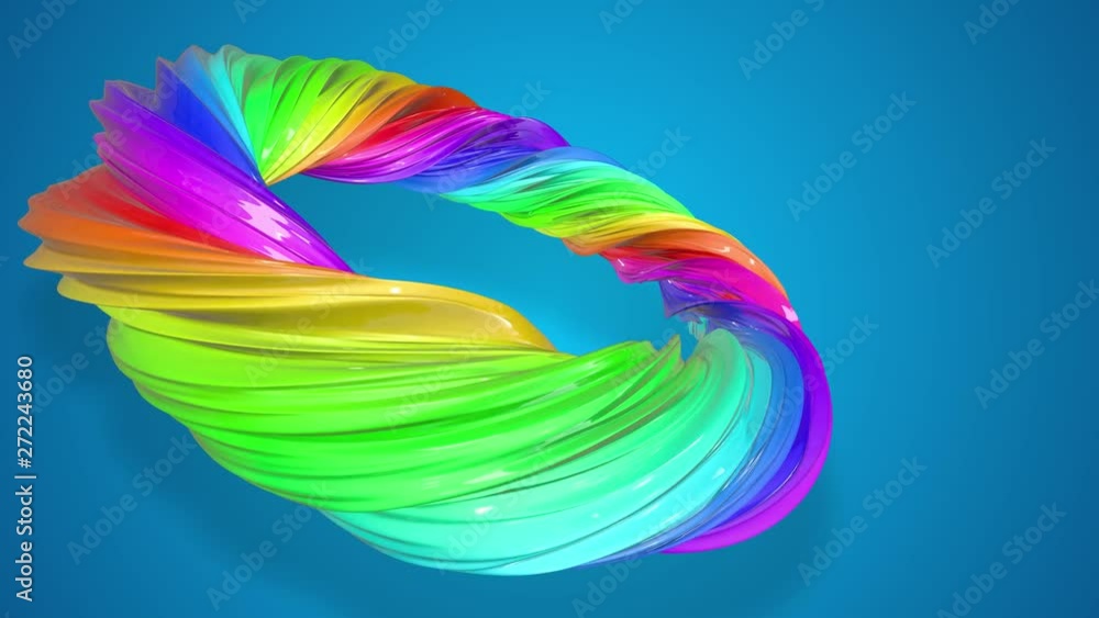 Poster Paint flow moves in a circle. Abstract colorful creative background with stream of mixed oil paints that form a ribbon of rainbow colors. looped 3d animation in 4k with luma matte as alpha channel. 2