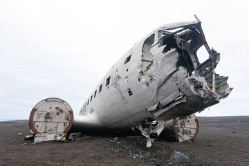 Solheimasandur plane wreck view. South Iceland landmark