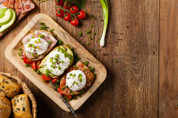 Sandwiches with a poached egg