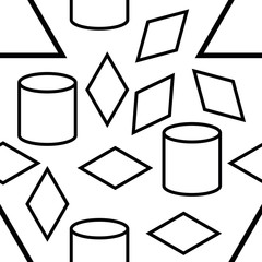 Seamless pattern of geometric shapes. Childhood pattern with simple geometric shapes. Background of the figures.