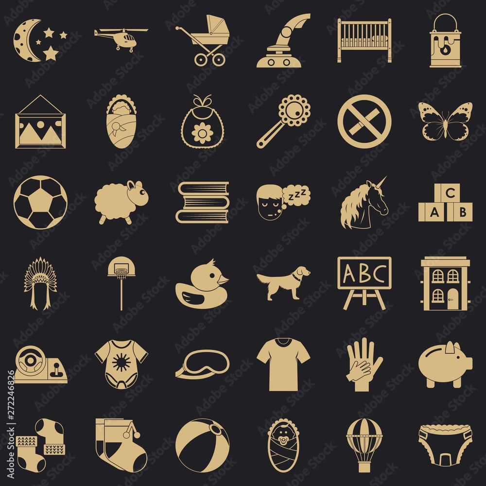Poster minor icons set. simple set of 36 minor vector icons for web for any design