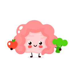 Cute healthy happy Intestine character 