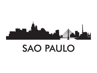 Naklejka premium Sao Paulo skyline silhouette vector of famous places