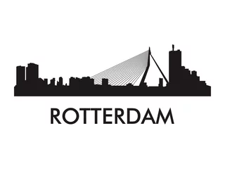 Papier Peint photo autocollant Rotterdam Rotterdam skyline silhouette vecteur de lieux célèbres