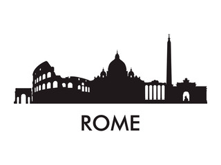 Fototapeta na wymiar Rome skyline silhouette vector of famous places