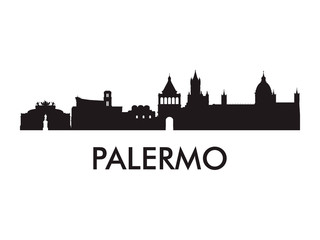 Obraz premium Palermo skyline silhouette vector of famous places
