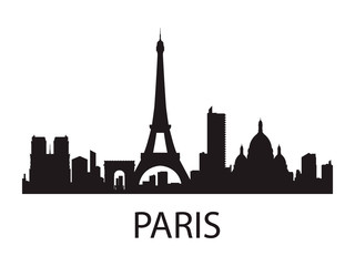 Paris skyline silhouette vector of famous places © Stepan