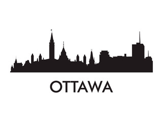 Ottawa skyline silhouette vector of famous places