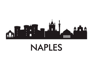 Obraz premium Naples skyline silhouette vector of famous places