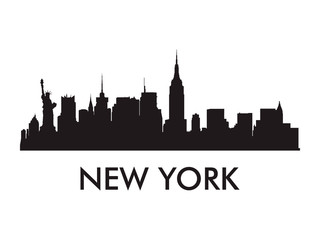 New York skyline silhouette vector of famous places