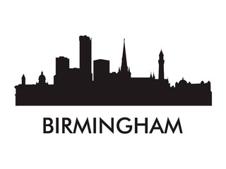 Naklejka premium Birmingham skyline silhouette vector of famous places