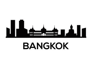 Naklejka premium Bangkok skyline silhouette vector of famous places