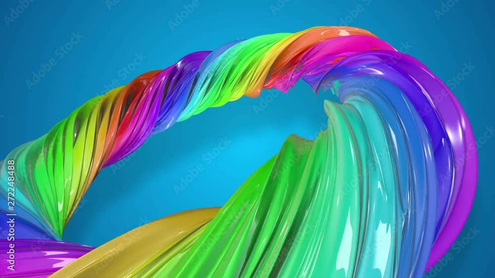 Aufkleber Paint flow moves in a circle. Abstract colorful creative background with stream of mixed oil paints that form a ribbon of rainbow colors. looped 3d animation in 4k with luma matte as alpha channel. 10