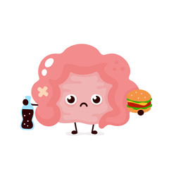 Sad unhealthy sick Intestine with bottle 