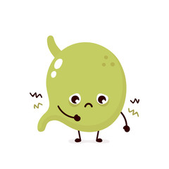 Sad sick stomach character. Vector 