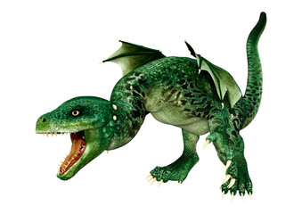 3D Rendering Fairy Tale Dragon on White