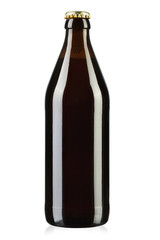 Full brown beer bottle .
