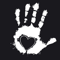 Vector Hand imprint with Heart shape isolated