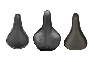black bicycle seats isolated on white background
