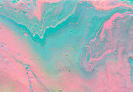 abstract marbleized effect background. mint and pink creative colors. Beautiful paint