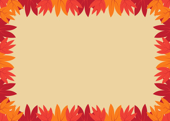 Obraz premium Decorative frame of colorful autumn leaves. Rectangular composition A4.