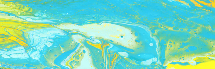 abstract marbleized effect background. mint, yellow, white and green creative colors. Beautiful paint