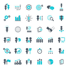 Universal business management and human resources icon set. Universal icons for web and mobile. Vector.