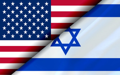 Flags of the USA and Israel divided diagonally