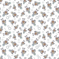 Nice vector robots seamless pattern background