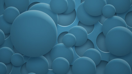 Abstract background of holes and circles with shadows in blue colors