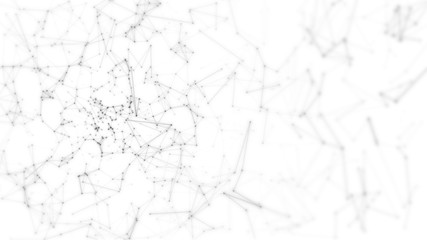 3D Rendering of Abstract polygonal space low poly network nodes with connected dots and lines on half tone white background. Concept for digital technology, 5G telecom, big data, ai, block chain