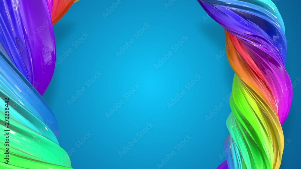 Poster Paint flow moves in a circle. Abstract colorful creative background with stream of mixed oil paints that form a ribbon of rainbow colors. looped 3d animation in 4k with luma matte as alpha channel. 26