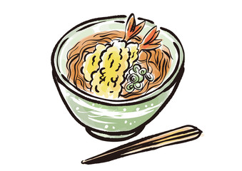 墨絵 天ぷら蕎麦