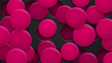 Abstract background of holes and circles with shadows in pink colors