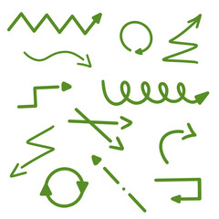 Arrows. Hand Drawn Green Arrow Set Collection Vector Illustration Eps 10. Hand-drawn lines arrows in khaki color isolated on white background. For business, education, web mobile application, web site