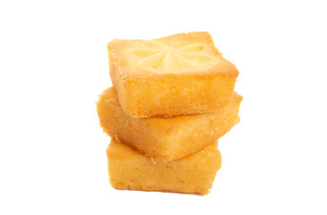 sponge cake with vanilla cream isolated