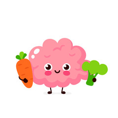 Cute healthy happy brain character 