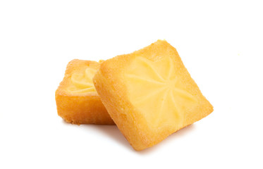 sponge cake with vanilla cream isolated