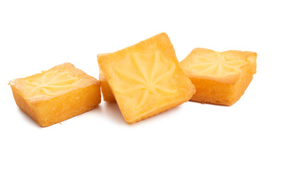 sponge cake with vanilla cream isolated